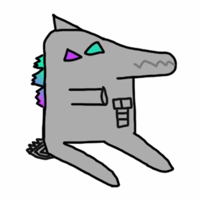 Colzilla mascot, a grey armored creature with teal, purple and magenta spikes